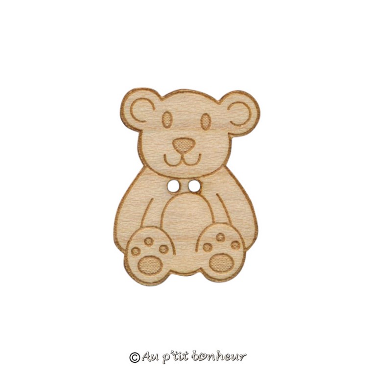 bouton nounours en bois