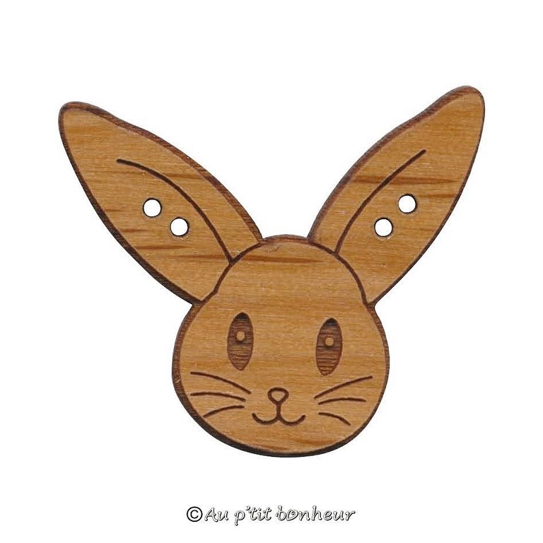 Bouton décoratif en bois pour broderie lapin