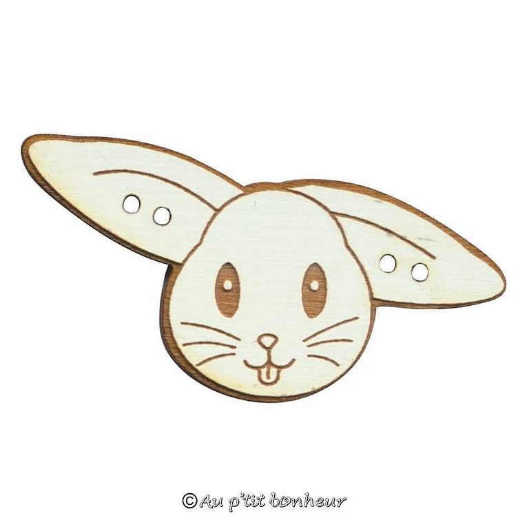 Bouton décoratif en bois pour broderie lapin