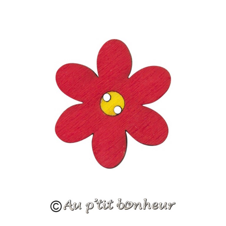 bouton bois fleur rouge