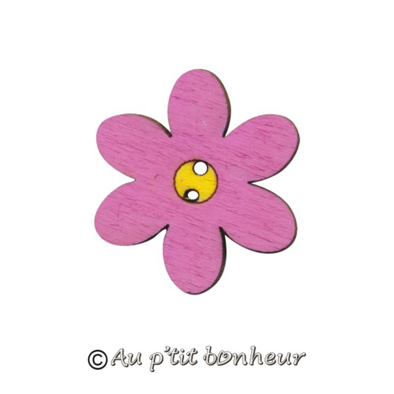 bouton bois fleur fuchsia