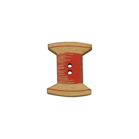 bouton bois bobine fil rouge