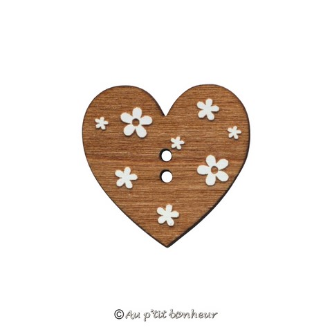 Bouton coeur en bois fabrication française alsace au p'tit bonheur broderie patchwork