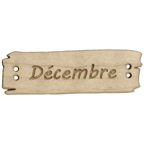 Bouton bois mois de l'année  décembre