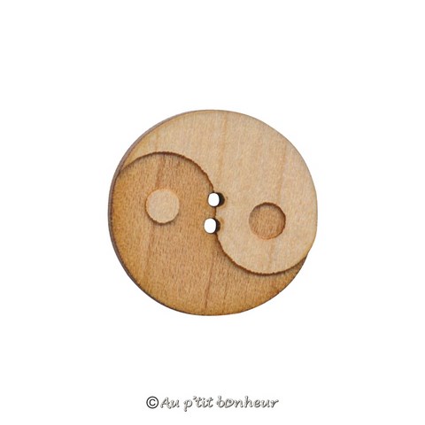 Bouton bois yin yang made in France Au p'tit Bonheur Nothalten Alsace