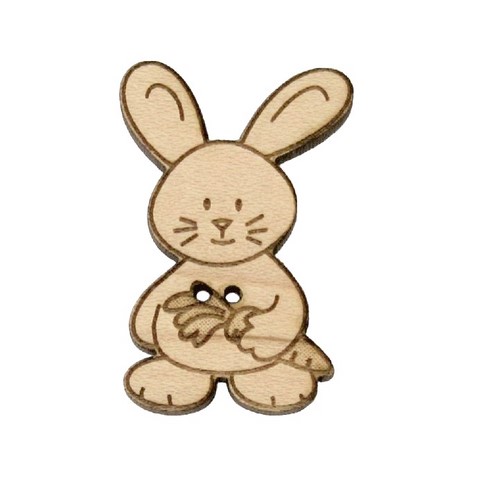 Bouton bois  lapin carotte paques 