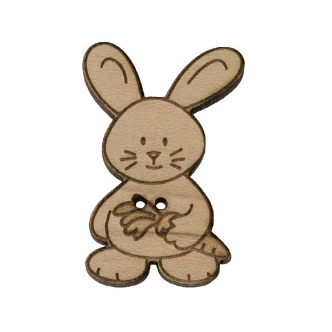 Bouton bois  lapin carotte