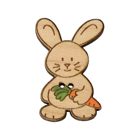 Bouton bois  lapin carotte paques 