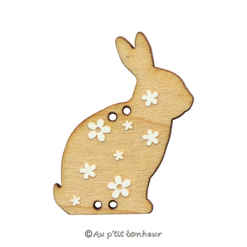 Bouton lapin en bois fabrication française alsace au p'tit bonheur broderie patchwork