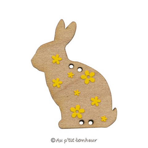 Bouton lapin en bois fabrication française alsace au p'tit bonheur broderie patchwork