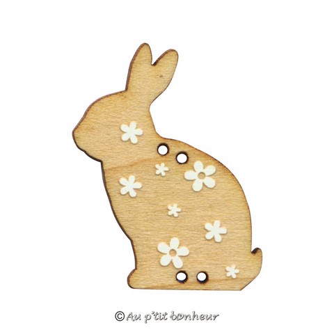 Bouton lapin en bois fabrication française alsace au p'tit bonheur broderie patchwork