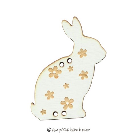 Bouton lapin en bois fabrication française alsace au p'tit bonheur broderie patchwork