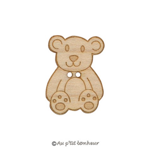 bouton nounours en bois