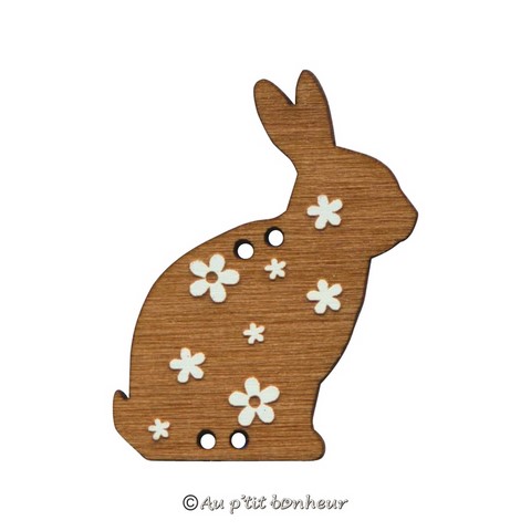 Bouton lapin en bois fabrication française alsace au p'tit bonheur broderie patchwork