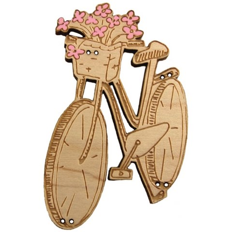 bouton bois vélo fabrication artisanale française Au p'tit Bonheur broderie patchwork point de croix