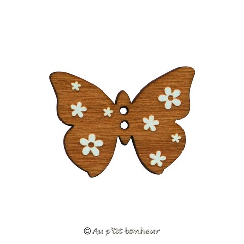 Bouton papillon en bois fabrication française alsace au p'tit bonheur broderie patchwork