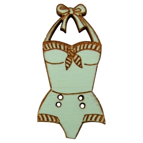 bouton bois maillot de bain vintage plage vert d'eau fabrication artisanale française Au p'tit Bonheur broderie patchwork point de croix