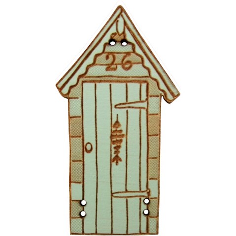 bouton bois cabine  plage vintage vert d'eau fabrication artisanale française Au p'tit Bonheur broderie patchwork point de croix