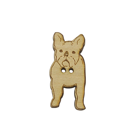 Bouton bois  chien bouledogue