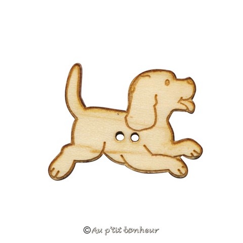 Bouton chien en bois fabrication française alsace au p'tit bonheur broderie patchwork