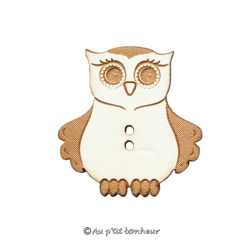 bouton hibou blanc en bois