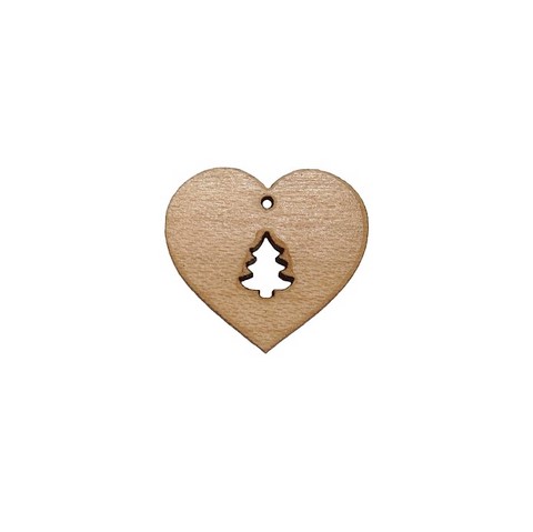 Bouton bois  coeur sapin