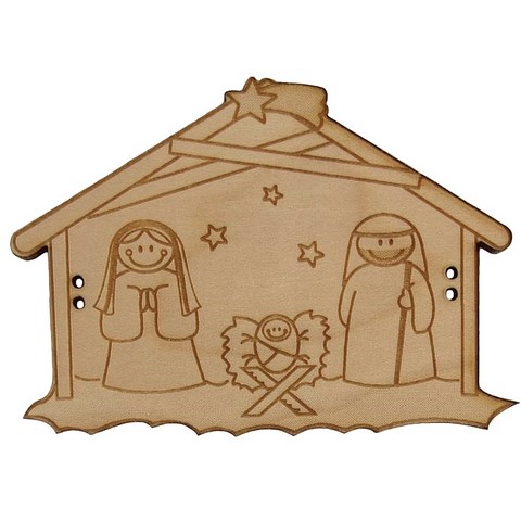 Bouton bois  creche noel