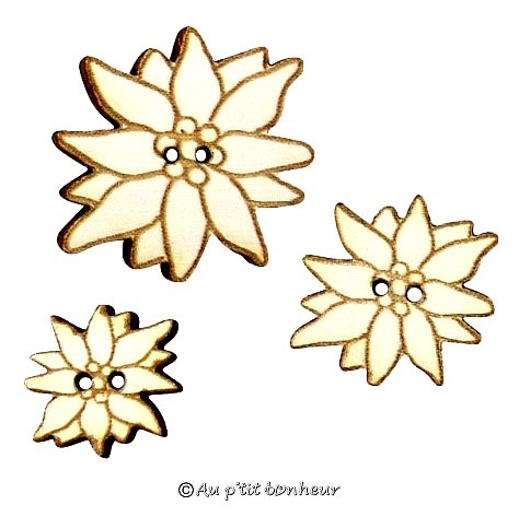 Bouton bois déco fabrication française edelweiss blanc