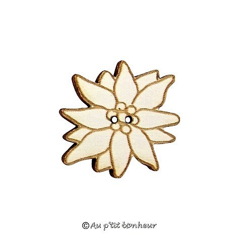 Bouton bois  edelweiss blanc fleur noel