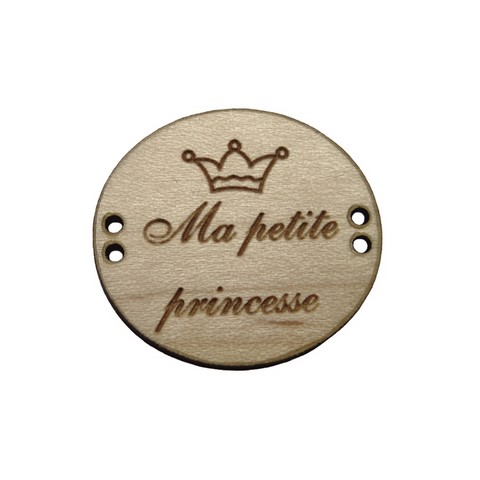 bouton bois ma petite princesse fabrication artisanale française Au p'tit Bonheur broderie patchwork point de croix