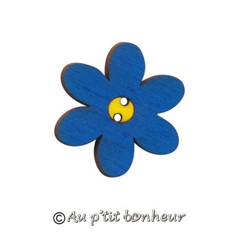 bouton bois fleur bleu foncé