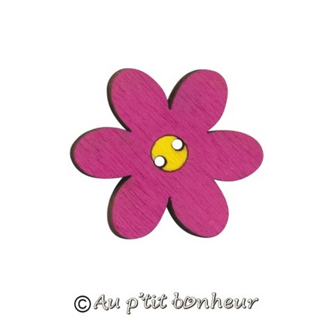 bouton bois fleur magenta