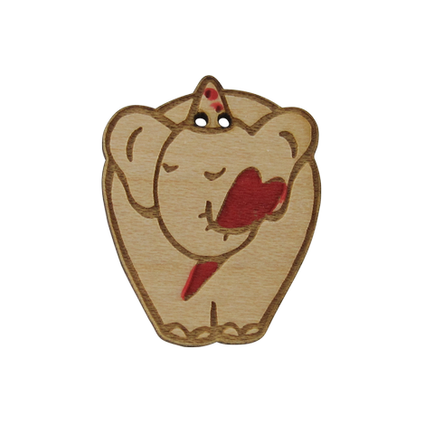 bouton bois  éléphant coeur 