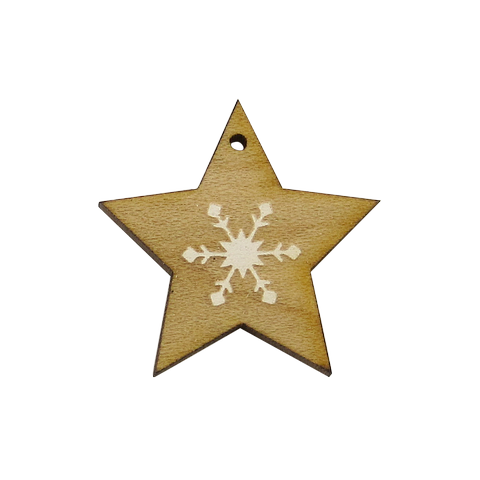 Bouton bois  étoile star flocon hiver noel