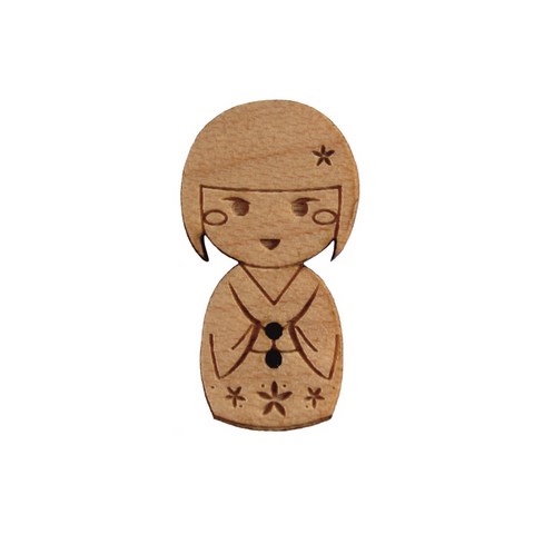 bouton bois kokeshi poupée japon fabrication artisanale française Au p'tit Bonheur broderie patchwork point de croix