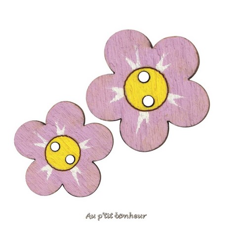 bouton bois peint main fleur au p'tit bonheur