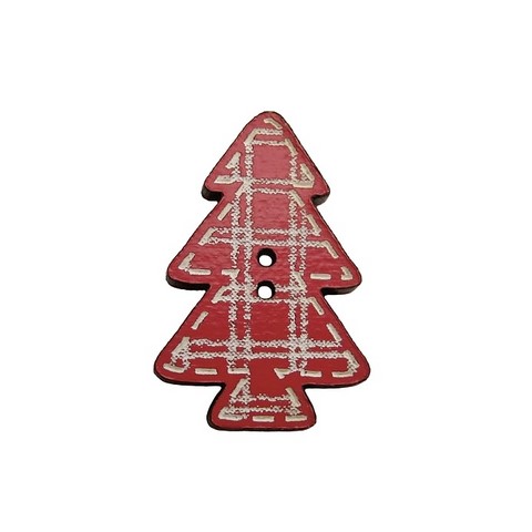 Bouton bois  sapin rouge 