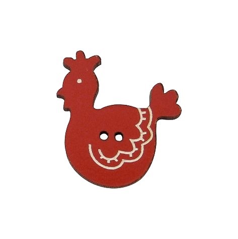 Bouton bois  poule rouge