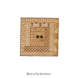 Bouton carré patch bois pour broderie patchwork fabriqué en France Alsace Au p'tit Bonheur