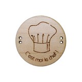 bouton bois toque cuisinier chef