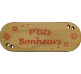 bouton bois p'tits bonheurs fleurs rouges