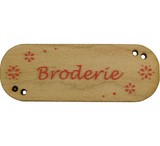 bouton bois broderie fleurs rouges