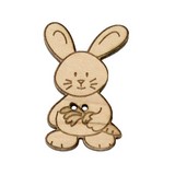 Bouton bois  lapin carotte paques 