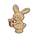 Bouton bois  lapin oeuf chocolat paques 