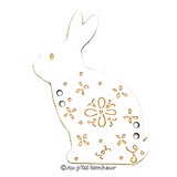 Bouton bois  lapin blanc