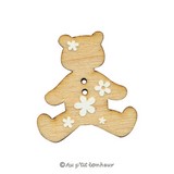 Bouton ours en bois fabrication française alsace au p'tit bonheur broderie patchwork