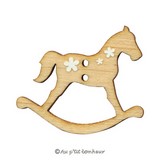 Bouton cheval à bascule en bois fabrication française alsace au p'tit bonheur broderie patchwork
