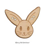 Bouton décoratif en bois pour broderie lapin