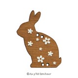 Bouton lapin paques en bois fabrication française alsace au p'tit bonheur broderie patchwork