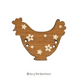 Bouton poule paques en bois fabrication française alsace au p'tit bonheur broderie patchwork